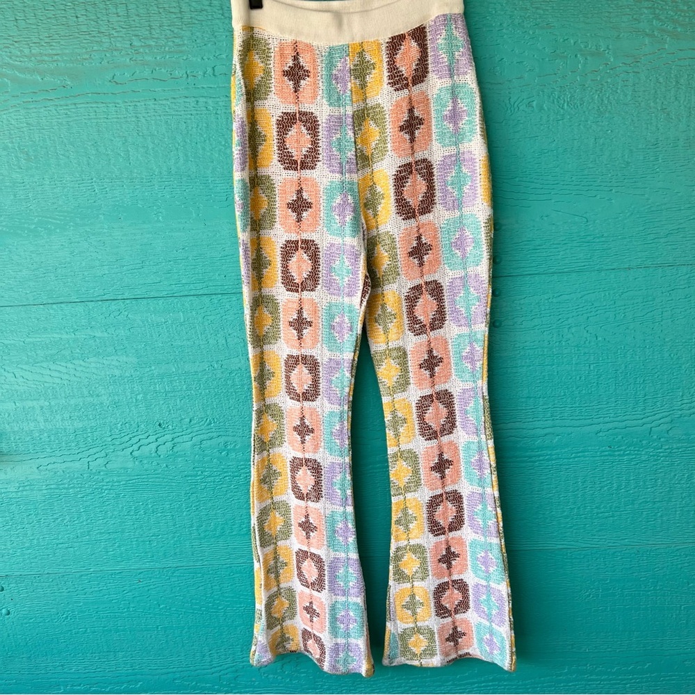 Zara Pastel Multicolor Patterned Boot Cut Pants - Picture 10 of 16